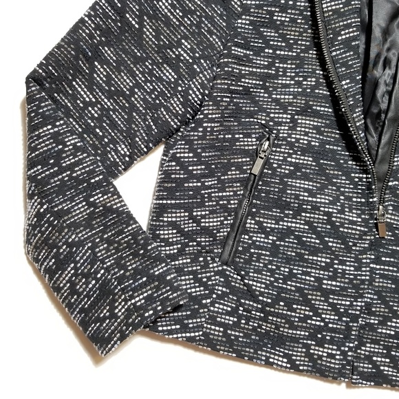 H&M Moto Embroidered Knit Crop Zip Jacket - Picture 4 of 8